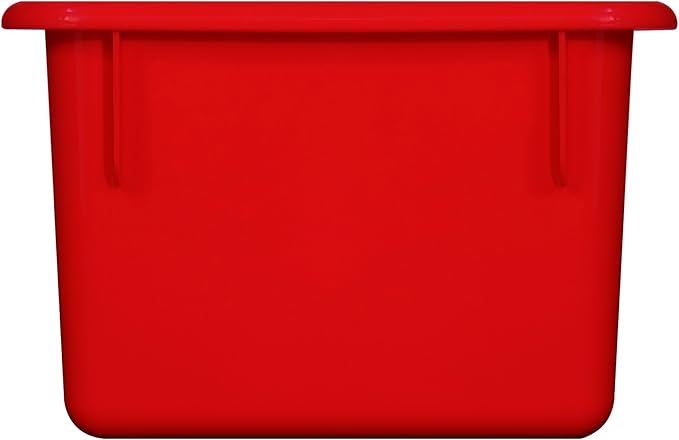 Wood Designs Cubby Storage Bin, Heavy Duty Plastic Containers for Kids Red Cubby Tray Set of 12