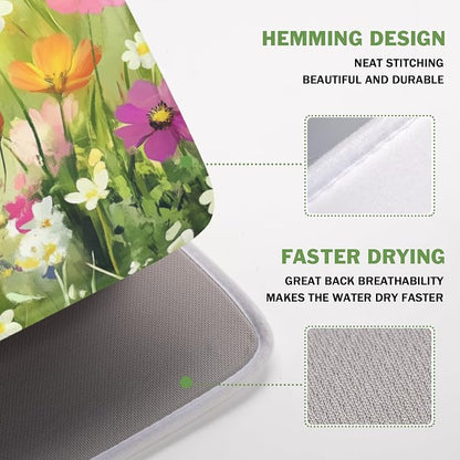 Spring Summer Daisy Dish Drying Mat 16 x 18 Inch Colourful Floral Pattern Dish - Image 4
