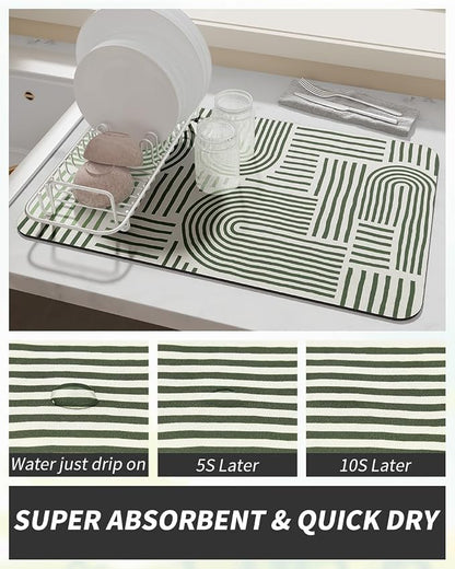 AMOAMI Coffee Mat Hide Stain Rubber Backed Absorbent Dish Drying Mat - Image 3