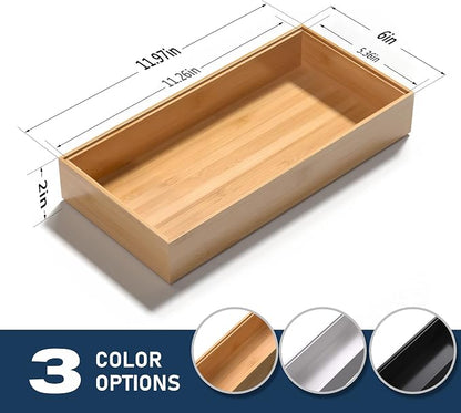 VeyFey Silverware Tray for Drawer, Stackable Kitchen Bamboo Drawer Organizer - Image 6