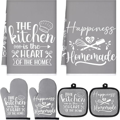 Sratte 6 Pcs Kitchen Decor Accessories Set Farmhouse Towels Pot Holders Oven by Sratte