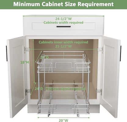 ROOMTEC Pull Out Cabinet Organizer 20" W x 21" D, Kitchen Cabinet Organizer and - Image 3