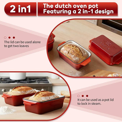 Enameled Cast Iron Dutch Oven for Sourdough Bread Baking, 9×5 Dutch Oven Pot - Image 3