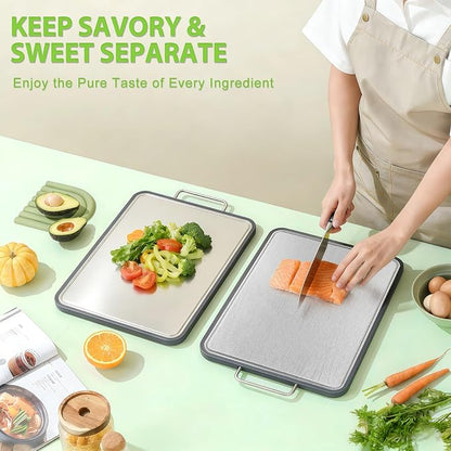 Stainless Steel Cutting Board for Kitchen, Double Sided Defrosting Tray - Image 8