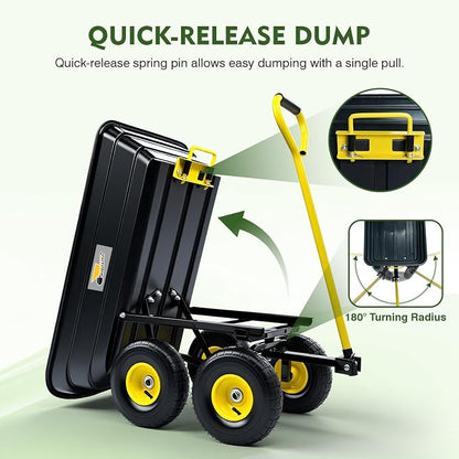 Garden Dump Cart, Heavy-Duty Utility Wagon - Image 3