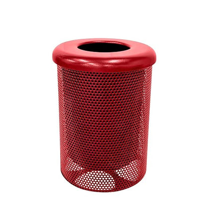 COATEDOUTDOORFURNITURE RFT-P-TXTRED Heavy Duty Round Trash Receptacle by CoatedOutdoorFurniture