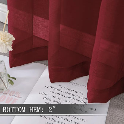 Tollpiz Sheer Curtain Linen Textured Living Room Curtains Sheer Light Filtering - Image 4