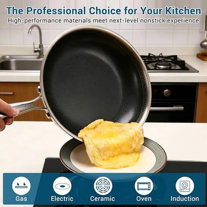 12 Inch Tri-Ply Stainless Steel Hybrid Frying Pan - Image 4
