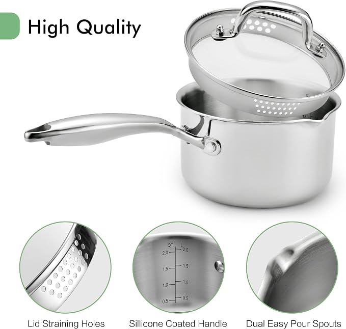 2.5 Quart Stainless Steel Pot Saucepan - Image 3