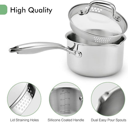 2.5 Quart Stainless Steel Pot Saucepan - Image 3