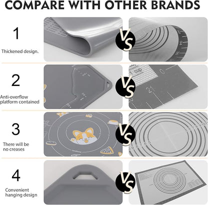 Ourokhome Silicone Baking Mat Sheet and Pastry Dough Cutter, 0.5 Inch Thick 32" - Image 6