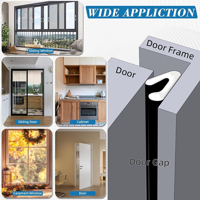 V-Shaped Weather Stripping Door Seal, 19.7FT Draft Stopper - Image 2