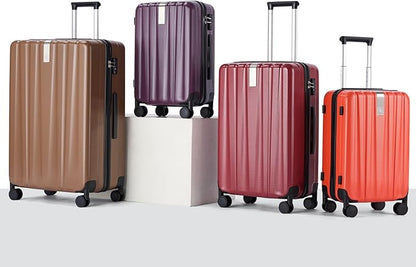 Hanke Expandable Hard Shell Luggage Sets 2 piece Carry on Luggage with Wheels Suitcases Lightweight Checked TSA Luggage Rolling Large Suitcase Travel Luggage Bag Woman Men 20/29 Inch(Orange)