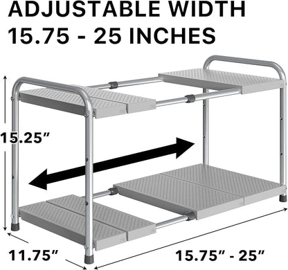 Simple Houseware Under Sink 2-Tier Heavy Duty Expandable Rack Organizer - Image 2