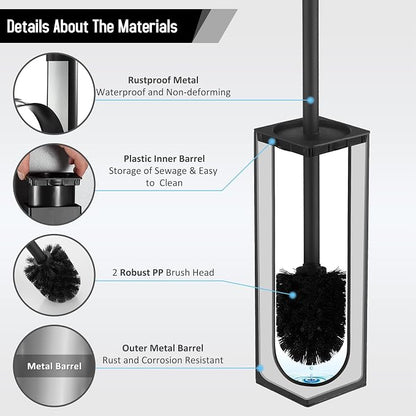 Square Toilet Brush with Holder, Stainless Steel Toilet Bowl Brush and Holder - Image 5