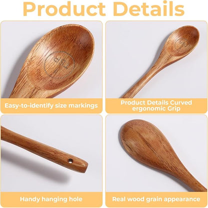 Set of 4 Wooden Measuring Spoons Measuring Spoons Cups Baking Utensil Natural - Image 3