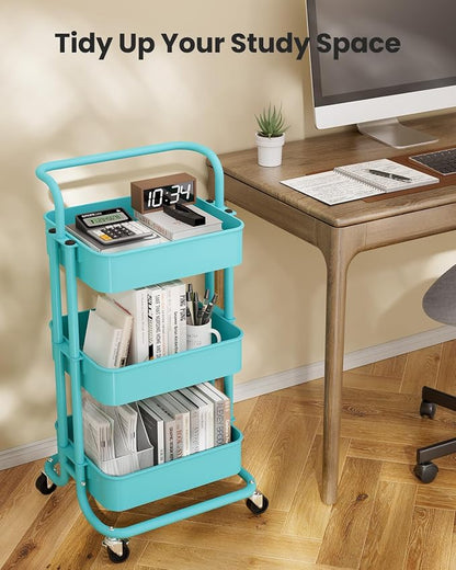 Pipishell 3 Tier Mesh Utility Cart, Rolling Metal Organization Cart - Image 7