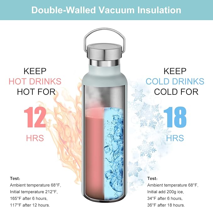 Neihepal Fog Stainless Steel Water Bottles, 20 Ounce Vacuum Insulated Double - Image 2