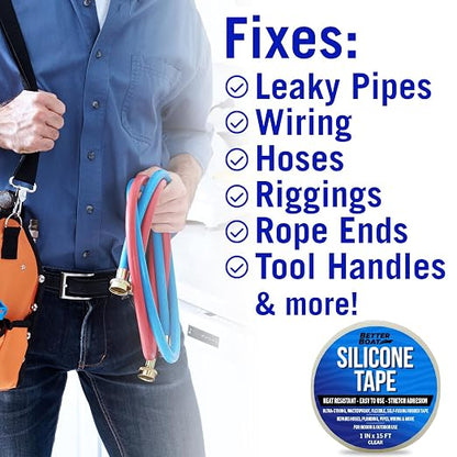 Clear Heavy Duty Silicone Tape, Self-Fusing Rubber Hose and Plumbing Water Pipe - Image 3