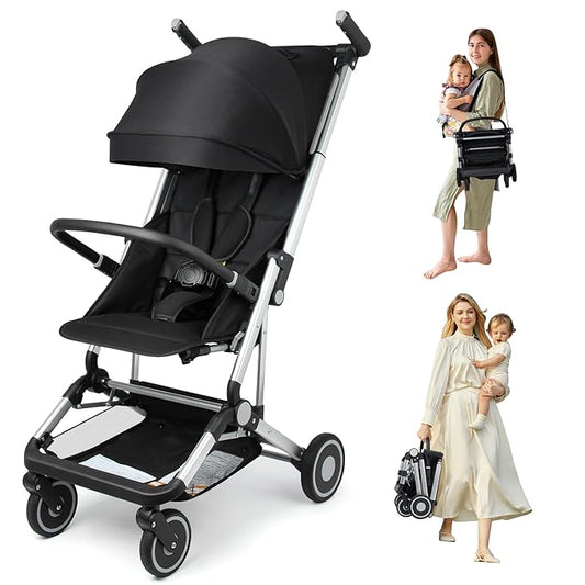 Travel Stroller for Airplane Ultra Compact Umbrella Stroller One-Handed Folding Design Overhead Friendly Lightweight Aluminum Alloy Frame