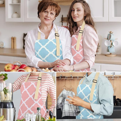 2 Pieces Aprons for Women with Pockets, Cotton Linen Waterproof Kitchen Cooking - Image 7