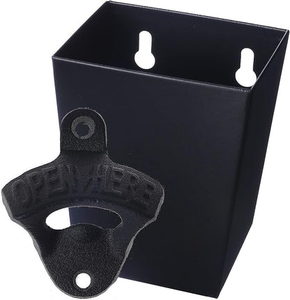 Satin Black Cast Iron Bottle Opener Wall Mounted by Wallmountedbottleopener