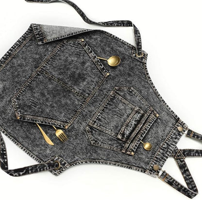 Jeanerlor - Cotton Denim Shop Black Tool Aprons - Jean Work Aprons - Image 5