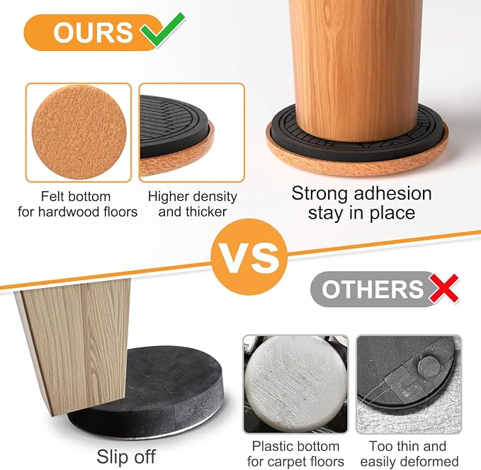 4¾" Felt Furniture Sliders for Hardwood Floors, Furniture Movers Sliders for - Image 5