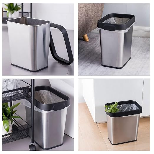 3 Pack Stainless Steel Trash Can 2 Gallon, Open Top Trash Can, Rectangle - Image 7