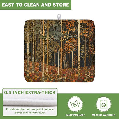 Fall Dish Drying Mat for Kitchen Counter Autumn Forest Vintage Botanical Nature - Image 5