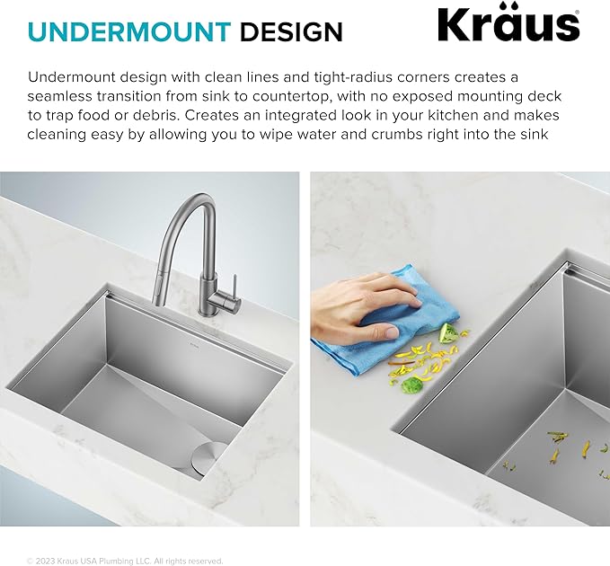 KRAUS Kore 17-Inch Undermount Workstation 16 Gauge Single Bowl Stainless Steel Bar Kitchen Sink with Accessories, KWU111-17