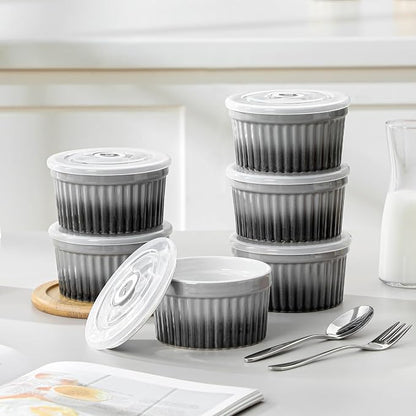 vancasso 8 oz Ramekins with Lid, Porcelain Creme Brulee Souffle Dishes - Image 6
