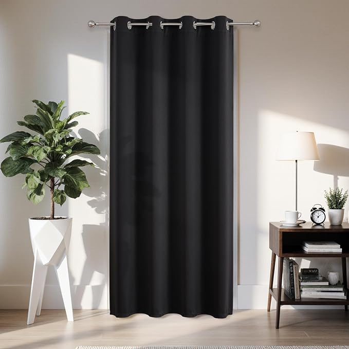 Joydeco Blackout Door Curtain for Doorway Privacy 72 Inches Long, Grommet by JOYDECO