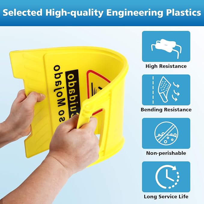 1-Pack Caution Wet Floor Sign, 17.5" Height, Bright Yellow Double-Sided Folding - Image 2