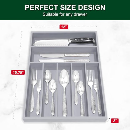 Bellsal Grey Utensil Organizer 12.5 Inch Silverware Tray - Image 3