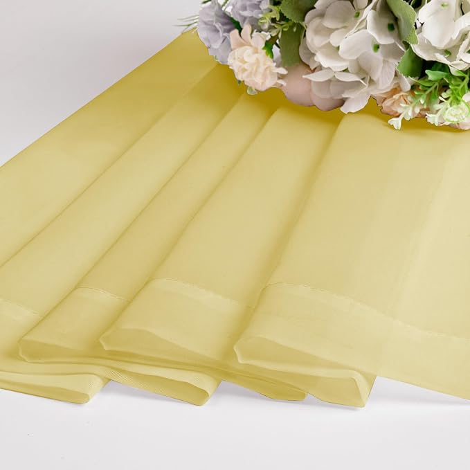 Chyhomenyc Yellow Sheer Curtains 54 Inch Long 2 Panels, Light Filtering Rod - Image 6