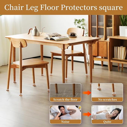Square Chair Leg Floor Protectors Medium 24Pcs, Silicone Chair Leg Protectors - Image 5