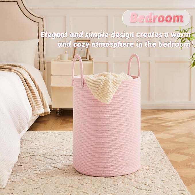 Laundry Basket, Woven Cotton Rope Laundry Hamper, 100L - Image 3