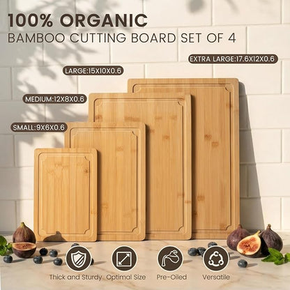 Extra Large Cutting Board Set of 4, Bamboo Cutting Boards - Image 3