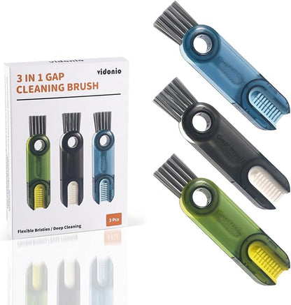 3 in 1 Cup Lid Gap Cleaning Brush Set, Mutipurpose Tiny Silicone Cup Holder by VIDONIO