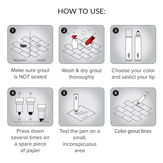 X-Protector Water Based Grout Marker - 2 PCS with 8 Tips, Light Grey