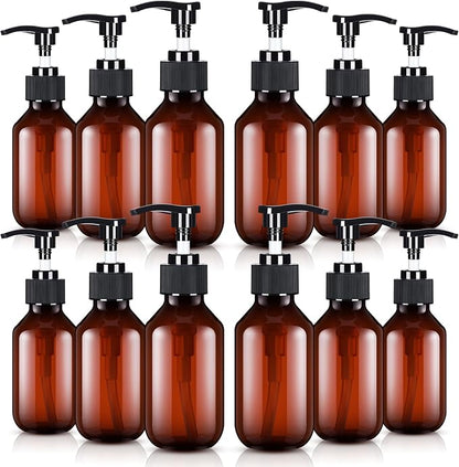 Tessco for you 12 Pack Amber Soap Dispenser Empty Plastic Pump Bottles by Tessco
