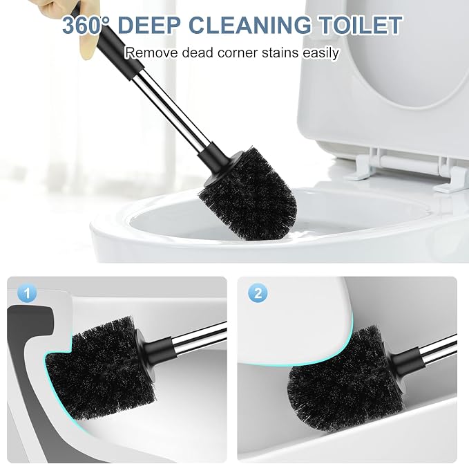 SetSail Toilet Brush and Holder, Self Closing Lid Toilet Bowl Brushes Holder - Image 6
