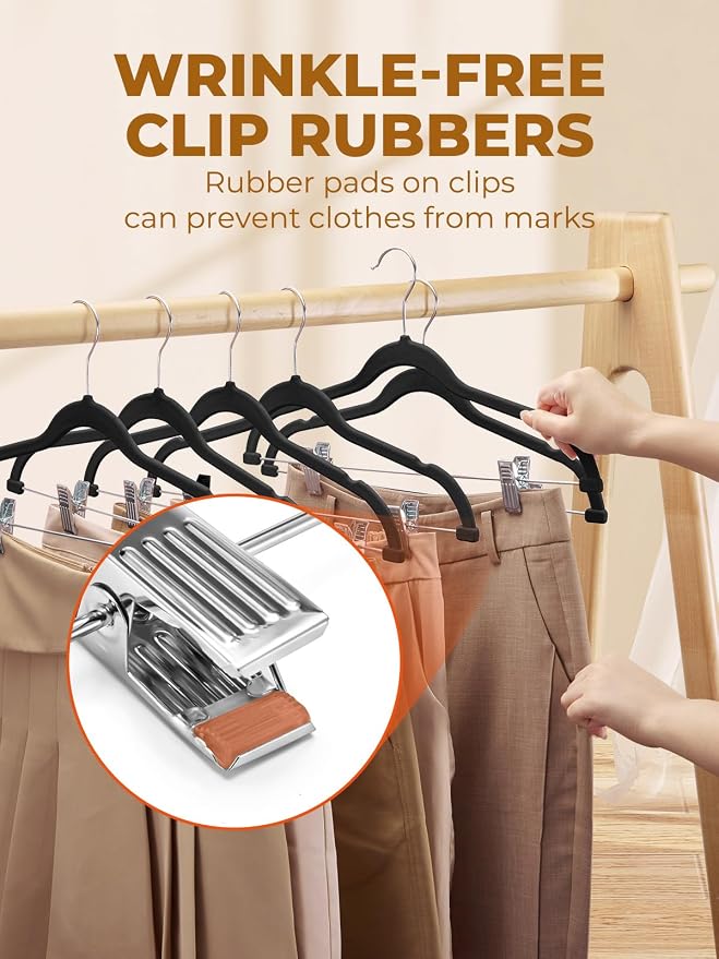 HOUSE DAY Velvet Skirt Hangers 36 Pack, Space Saving Slim Shorts Hanger - Image 4