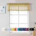 Chyhomenyc Sheer Valances for Windows 2 Pack, Small Window Curtains for Living Room Bathroom, Modern Top Dual Rod Pocket Voile Basement Curtains, 42W x 14L inches, Gold