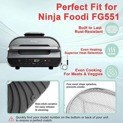 Grill Grate & Splatter Shield for Ninja Foodi FG551 DG551 Grill Accessories - Image 2