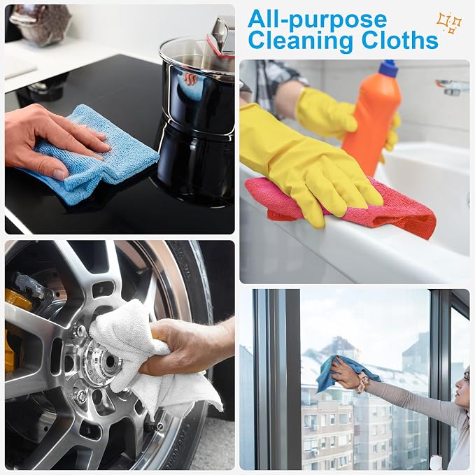 Microfiber Cleaning Cloth, 50 Sheets Shop Towels Commercial Grade Washcloths - Image 6