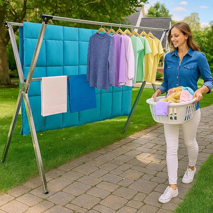 Clothes Drying Rack Folding Indoor Outdoor, Foldable Portable Laundry Drying - Image 2