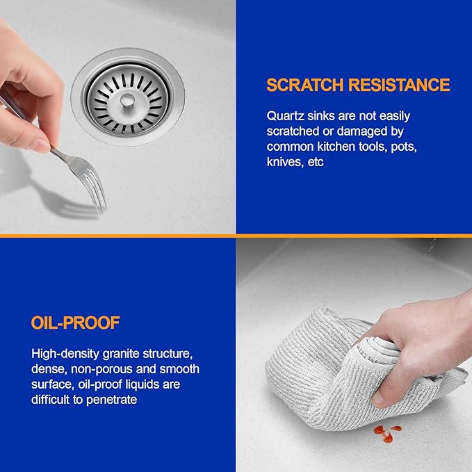 Dcolara 15 Inch White Undermount Wet Bar Sink Single Bowl Kitchen Sink Modern prep sink Granite Composite,DC-GUW001