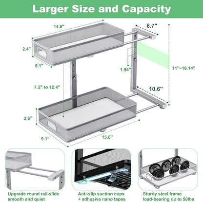 Under Sink Organizer, High Adjustable 2 Tier Under Sink Organizers and Storage - Image 4